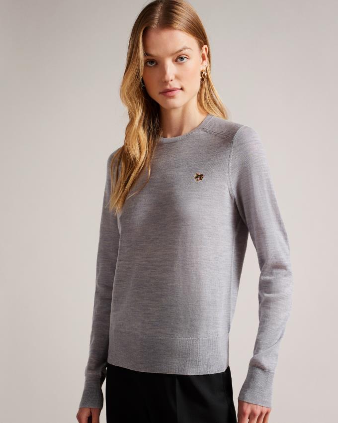 Pull Ted Baker Merino Wool Crew Neck Grise Femme | PTA-73064390